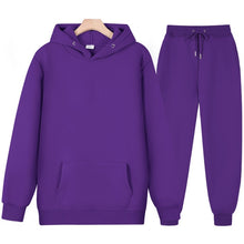 Load image into Gallery viewer, New Men Women Tracksuit Hoodies Casual Solid Color Thick Pullover and Long Pant 2-piece Set Men Autumn Fleece Jogger Sports Suit