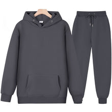 Load image into Gallery viewer, New Men Women Tracksuit Hoodies Casual Solid Color Thick Pullover and Long Pant 2-piece Set Men Autumn Fleece Jogger Sports Suit
