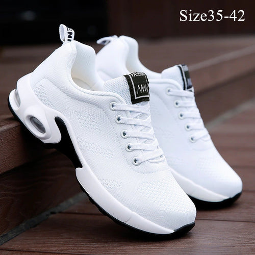 Women's Fashion Air Cushion Sports Running Flat Soft Bottom Sneaker Mesh Breathable Casual Shoes