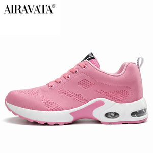 Women's Fashion Air Cushion Sports Running Flat Soft Bottom Sneaker Mesh Breathable Casual Shoes