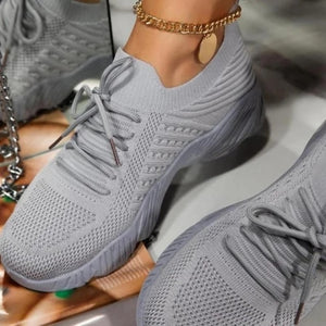 Ladies Breathable Lace-up Outdoor Sneakers Females Solid Color Running Shoes Women 2021 Fashionable Pointed Toe Sports Shoes
