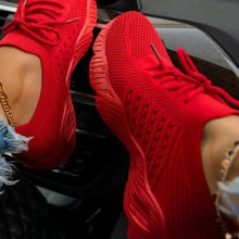 Load image into Gallery viewer, Ladies Breathable Lace-up Outdoor Sneakers Females Solid Color Running Shoes Women 2021 Fashionable Pointed Toe Sports Shoes