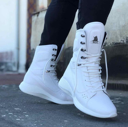 2021 Men's Waterproof Boots Winter Season ER0600 Laced White High Bottom Boxer Unisex Sports Postal Boat