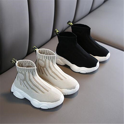 Black/beige Toddler Short Boots Baby Boys Girls Mesh Solid Ankle Shoes for Children Kids Breathable Casual Sport Shoes Sneakers