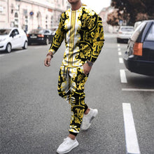Load image into Gallery viewer, Autumn New Men Tracksuit Casual Solid Sports Set Long Sleeved TShirt 2 Pieces Sets+Pants Fashion Brand Jogger Fitness Sportswear