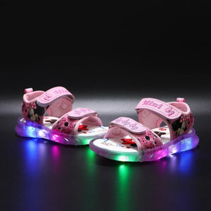 New Disney Spiderman Children Sandals Marvel Minnie Mouse Fashion Girls Boys Shoes Classic LED Lighting Kids Shoes Sneakers