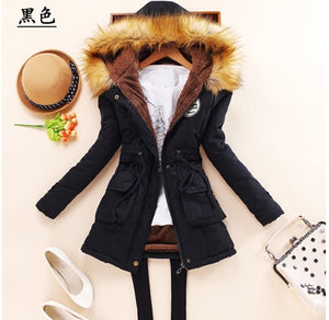 new winter military coats women cotton wadded hooded jacket medium-long casual parka thickness plus size XXXL quilt snow outwear