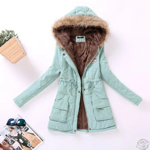 new winter military coats women cotton wadded hooded jacket medium-long casual parka thickness plus size XXXL quilt snow outwear