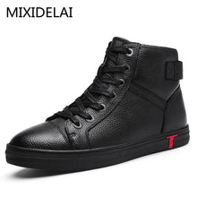 Load image into Gallery viewer, Men Boots 100% Genuine Leather Ankle Boots Lace-Up Casual High Quality Cow Leather Boots Autumn Winter Men Shoes Plus Size 38~48