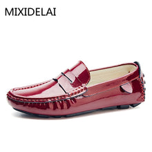 Load image into Gallery viewer, MIXIDELAI men penny loafers patent leather moccasins burgundy size 47 46 45 driving shoes men 12 11 10 9.5 leather loafers white