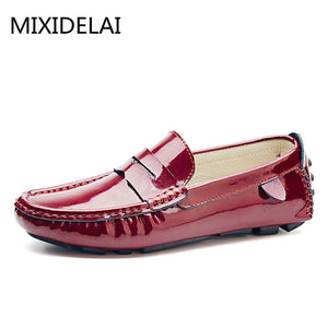 MIXIDELAI men penny loafers patent leather moccasins burgundy size 47 46 45 driving shoes men 12 11 10 9.5 leather loafers white