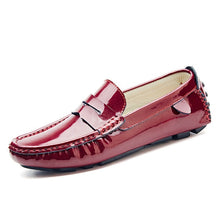 Load image into Gallery viewer, MIXIDELAI men penny loafers patent leather moccasins burgundy size 47 46 45 driving shoes men 12 11 10 9.5 leather loafers white