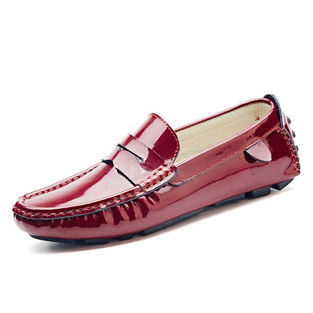 MIXIDELAI men penny loafers patent leather moccasins burgundy size 47 46 45 driving shoes men 12 11 10 9.5 leather loafers white