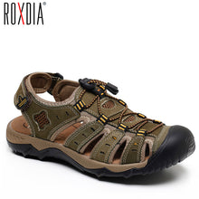 Load image into Gallery viewer, ROXDIA New Fashion Summer Beach Breathable Men Sandals Genuine Leather Men&#39;s Sandal Man Causal Shoes Plus Size 39-48 RXM007