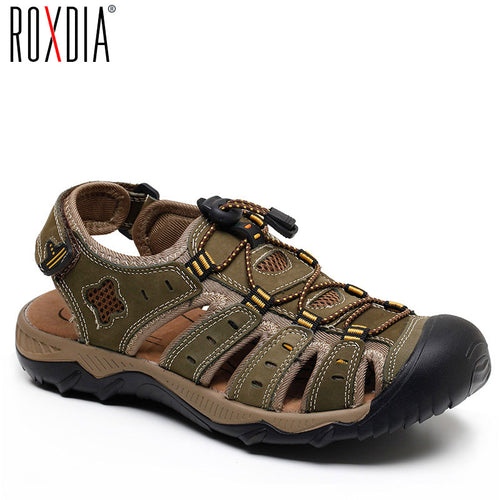 ROXDIA New Fashion Summer Beach Breathable Men Sandals Genuine Leather Men's Sandal Man Causal Shoes Plus Size 39-48 RXM007