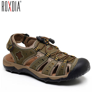 ROXDIA New Fashion Summer Beach Breathable Men Sandals Genuine Leather Men's Sandal Man Causal Shoes Plus Size 39-48 RXM007