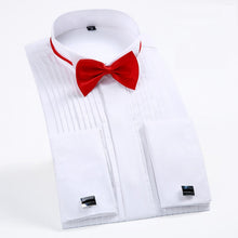 Load image into Gallery viewer, Men&#39;s Tuxedo Shirts with French Cuffs and Bow Tie 1/4&quot; Pleats Long Sleeve White Wedding Cocktail Prom Party Evening Dress Shirt