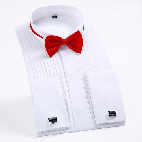 Men's Tuxedo Shirts with French Cuffs and Bow Tie 1/4