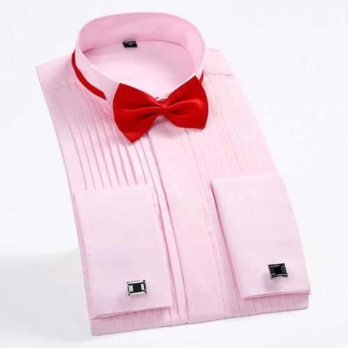 Men's Tuxedo Shirts with French Cuffs and Bow Tie 1/4