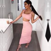 Load image into Gallery viewer, NewAsia Garden Two Piece Set 2 Piece Set Women Winter Ribbed Crop Top And Skirt Set Matching Sets Woman Two Pieces Outfits White