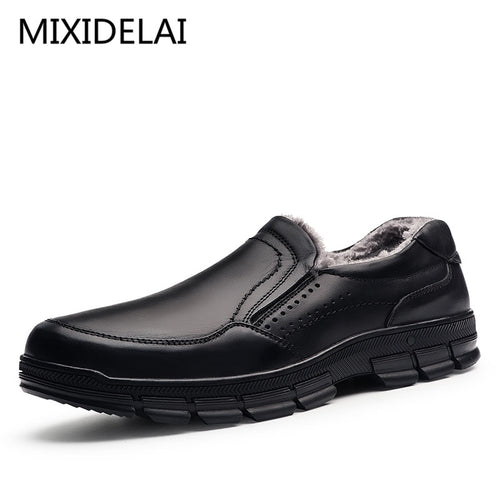 MIXIDELAI Genuine Leather warm men boots large size 47 fashion winter boots,comfortable ankle boots men shoes,quality snow boots