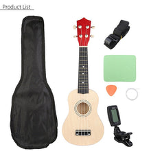 Load image into Gallery viewer, Ukulele Combo 21 Ukulele Black Soprano 4 Strings Uke Hawaii Bass Stringed Musical Instrument Set Kits+Tuner+String+Strap+Bag
