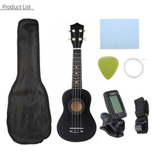 Load image into Gallery viewer, Ukulele Combo 21 Ukulele Black Soprano 4 Strings Uke Hawaii Bass Stringed Musical Instrument Set Kits+Tuner+String+Strap+Bag