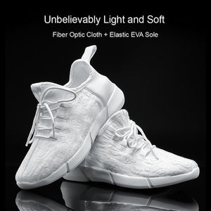 Luminous Fiber Optic Fabric Light Up Shoes LED 11 Colors Flashing White Adult&Girls&Boys USB Rechargeable Sneakers with Light