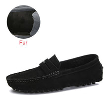 Load image into Gallery viewer, Shoes Men Loafers Soft Moccasins High Quality Autumn Winter Genuine Leather Shoes Men Warm Fur Plush Flats Gommino Driving Shoes