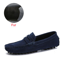 Load image into Gallery viewer, Shoes Men Loafers Soft Moccasins High Quality Autumn Winter Genuine Leather Shoes Men Warm Fur Plush Flats Gommino Driving Shoes