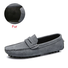 Load image into Gallery viewer, Shoes Men Loafers Soft Moccasins High Quality Autumn Winter Genuine Leather Shoes Men Warm Fur Plush Flats Gommino Driving Shoes