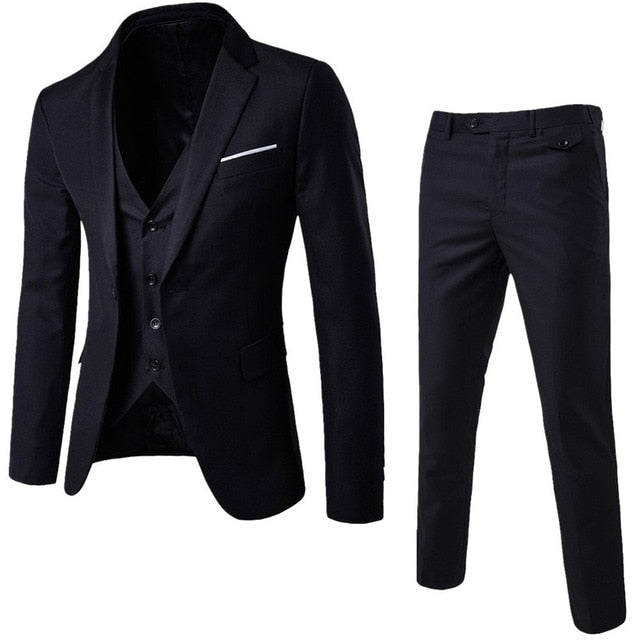 Newly Design 3-Pieces Men Blazer Suit Set Man Male Tuxedo Trouses Pants Men Slim Fit Formal Suits For Wedding Party 81101