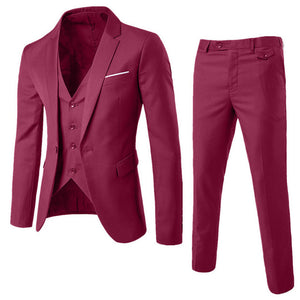 Newly Design 3-Pieces Men Blazer Suit Set Man Male Tuxedo Trouses Pants Men Slim Fit Formal Suits For Wedding Party 81101
