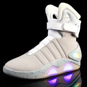 Adults USB Charging Led Luminous Shoes For Men's Fashion Light Up Casual Men B back to the Future Glowing Man Sneakers Free ship