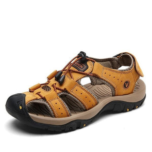 Vancat 2019 New Big Size Genuine Leather Cowhide Men Sandals Summer Quality Beach Slippers Casual Sneakers Outdoor Beach Shoes