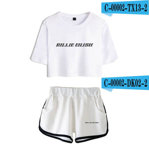 FADUN TOMMY Billie Eilish Summer Kpops Women Two Piece Set Shorts And T-shirt Clothes 2018 Hot Sale Harajuku Print Plus Size XXL