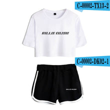 Load image into Gallery viewer, FADUN TOMMY Billie Eilish Summer Kpops Women Two Piece Set Shorts And T-shirt Clothes 2018 Hot Sale Harajuku Print Plus Size XXL