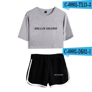 FADUN TOMMY Billie Eilish Summer Kpops Women Two Piece Set Shorts And T-shirt Clothes 2018 Hot Sale Harajuku Print Plus Size XXL