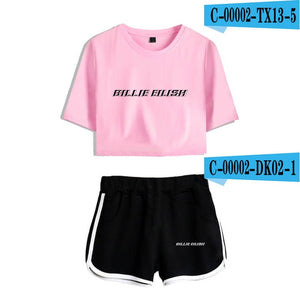 FADUN TOMMY Billie Eilish Summer Kpops Women Two Piece Set Shorts And T-shirt Clothes 2018 Hot Sale Harajuku Print Plus Size XXL