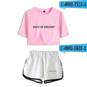 FADUN TOMMY Billie Eilish Summer Kpops Women Two Piece Set Shorts And T-shirt Clothes 2018 Hot Sale Harajuku Print Plus Size XXL