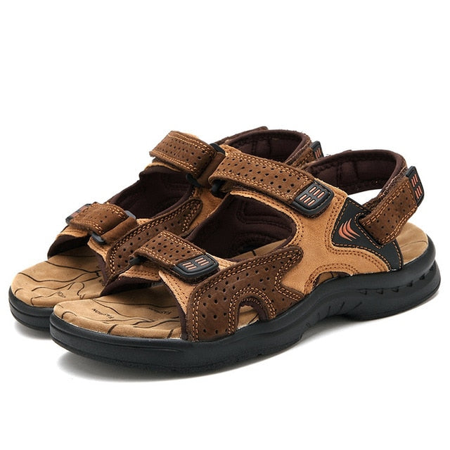 Load image into Gallery viewer, ROXDIA Genuine Leather New Fashion Summer Breathable Men Sandals Beach Shoes Men's Causal Shoes Plus Size 39-44 RXM002
