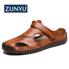 Load image into Gallery viewer, ZUNYU New Casual Men Soft Sandals Comfortable Men Summer Leather Sandals Men Roman Summer Outdoor Beach Sandals Big Size 38-48