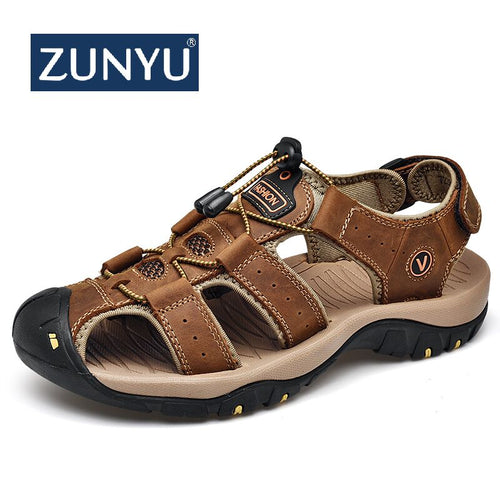 ZUNYU 2019 New Male Shoes Genuine Leather Men Sandals Summer Men Shoes Beach Sandals Man Fashion Outdoor Casual Sneakers Size 48