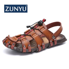 Load image into Gallery viewer, ZUNYU New Summer Men Sandals Breathable Leather Men Beach Sandals Brand Men Casual Shoes Comfortable Slip-on Casual Cheap Sandal