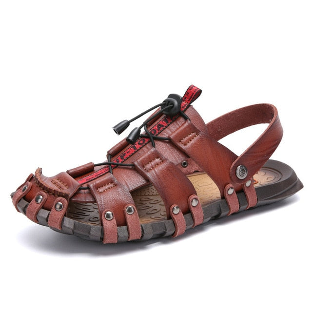 ZUNYU New Summer Men Sandals Breathable Leather Men Beach Sandals Brand Men Casual Shoes Comfortable Slip-on Casual Cheap Sandal