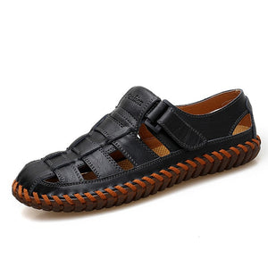 VANCAT New Summer Men Sandals 2019 Leisure Beach Men Shoes High Quality Genuine Leather Sandals The Men's Sandals Big size 39-47