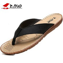 Load image into Gallery viewer, ZSUO Brand 2019 Summer Men Flip Flops Genuine Leather Slippers Shoes Outdoor Slippers Beach Shoes Men Sandals Big Size 38-47