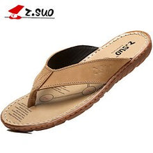 Load image into Gallery viewer, ZSUO Brand 2019 Summer Men Flip Flops Genuine Leather Slippers Shoes Outdoor Slippers Beach Shoes Men Sandals Big Size 38-47