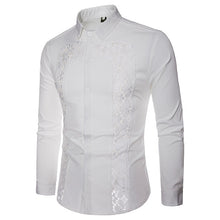 Load image into Gallery viewer, Black Lace Shirt Men 2018 Autumn New Slim Fit Long Sleeve Mens Dress Shirts Nightclub Prom Marriage Shirt Camisas Masculina XXL