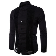 Load image into Gallery viewer, Black Lace Shirt Men 2018 Autumn New Slim Fit Long Sleeve Mens Dress Shirts Nightclub Prom Marriage Shirt Camisas Masculina XXL